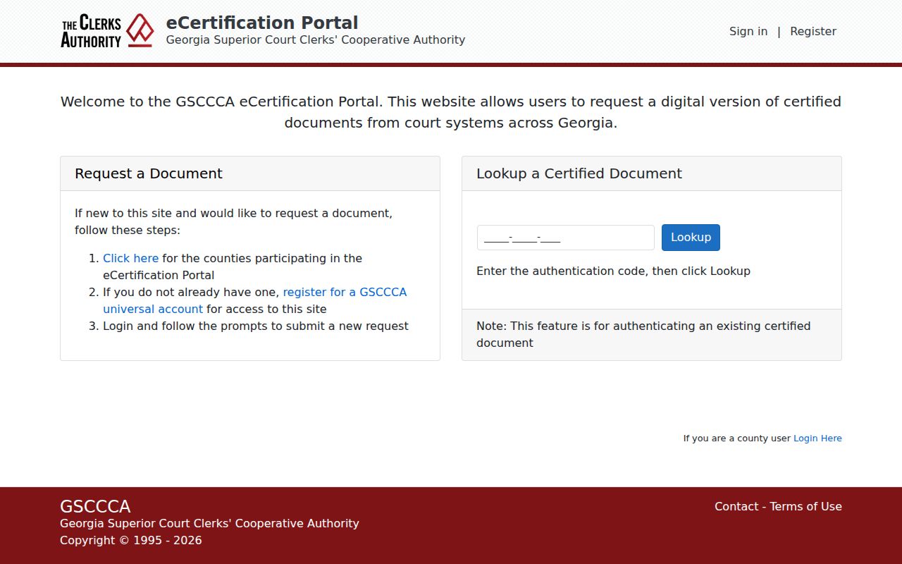 Mitchell County docket search GSCCCA eCertification gateway