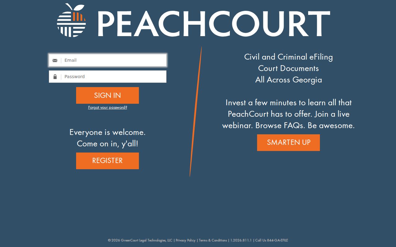Mitchell County docket search PeachCourt account gateway