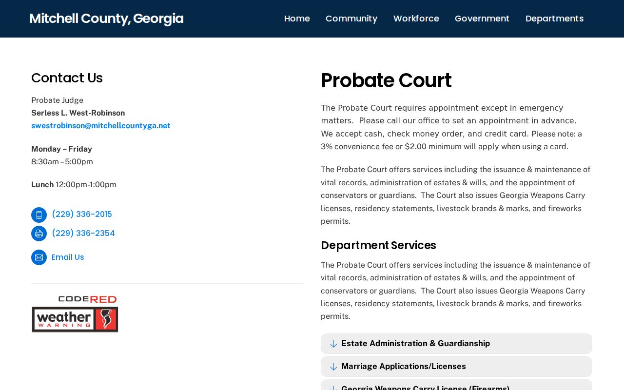 Mitchell County civil court docket Probate Court information