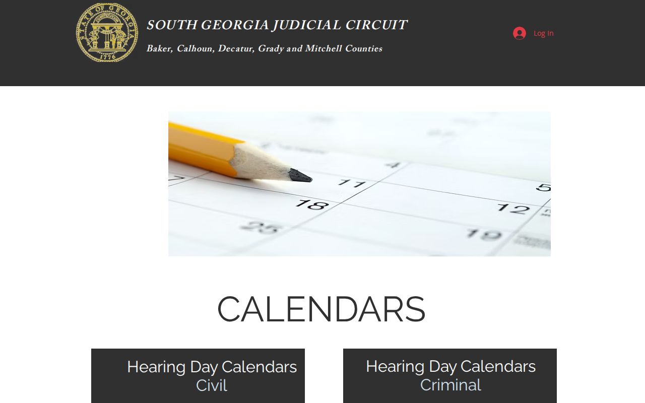 Mitchell County court schedule on the South Georgia Judicial Circuit calendar index