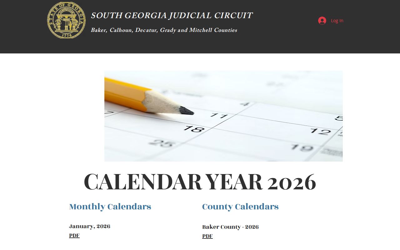 Mitchell County court schedule on the circuit itinerary page