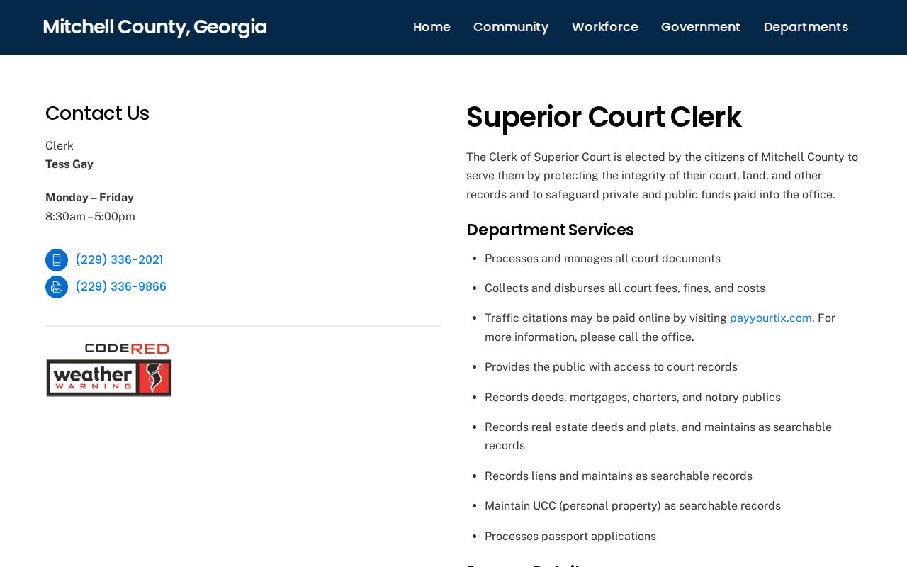 Mitchell County court case records Superior Court clerk page