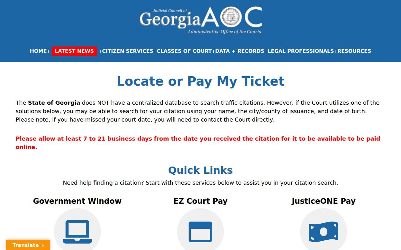 Mitchell County traffic ticket lookup Georgia locator